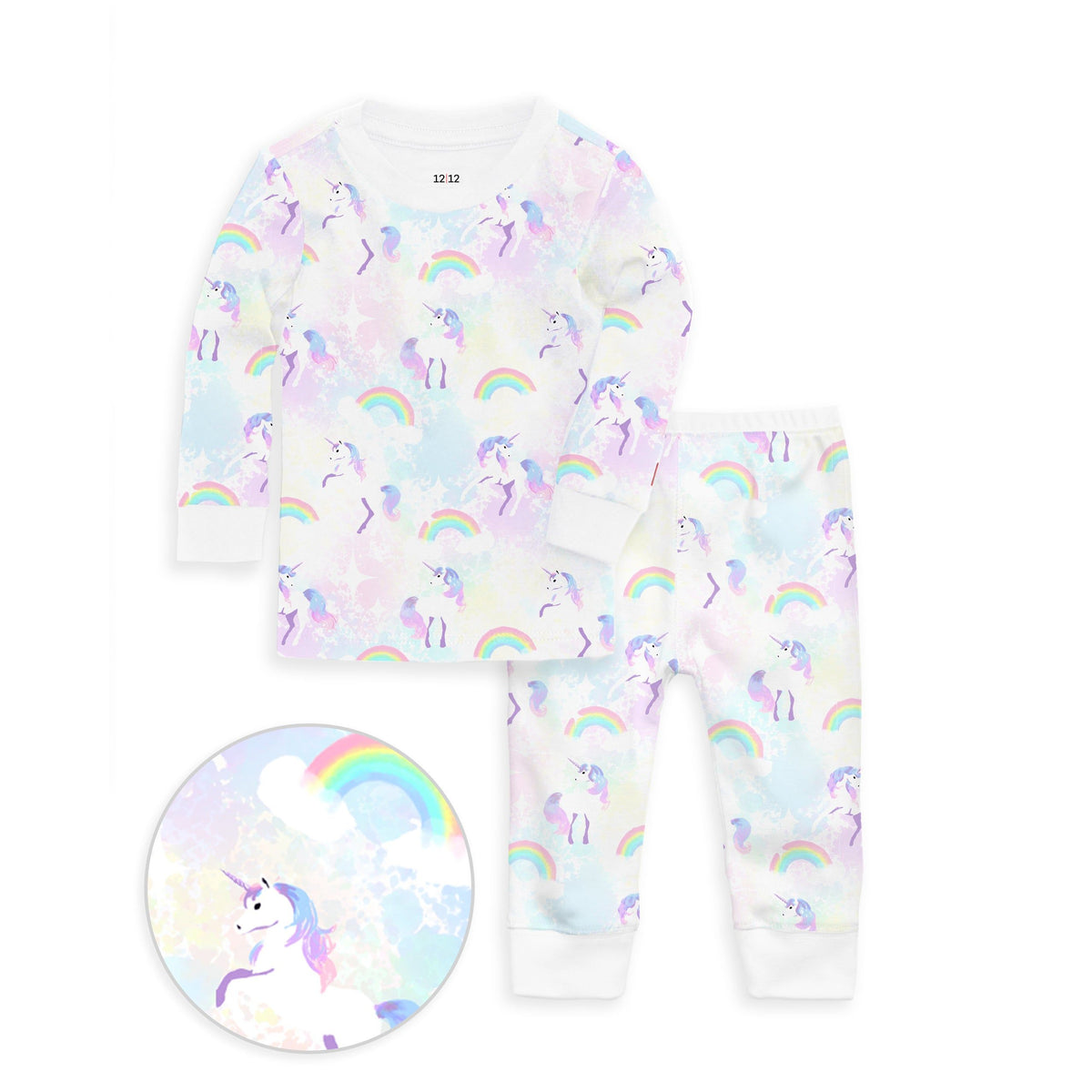 The Organic Long Sleeve Pajama Set [Unicorns and Rainbows]