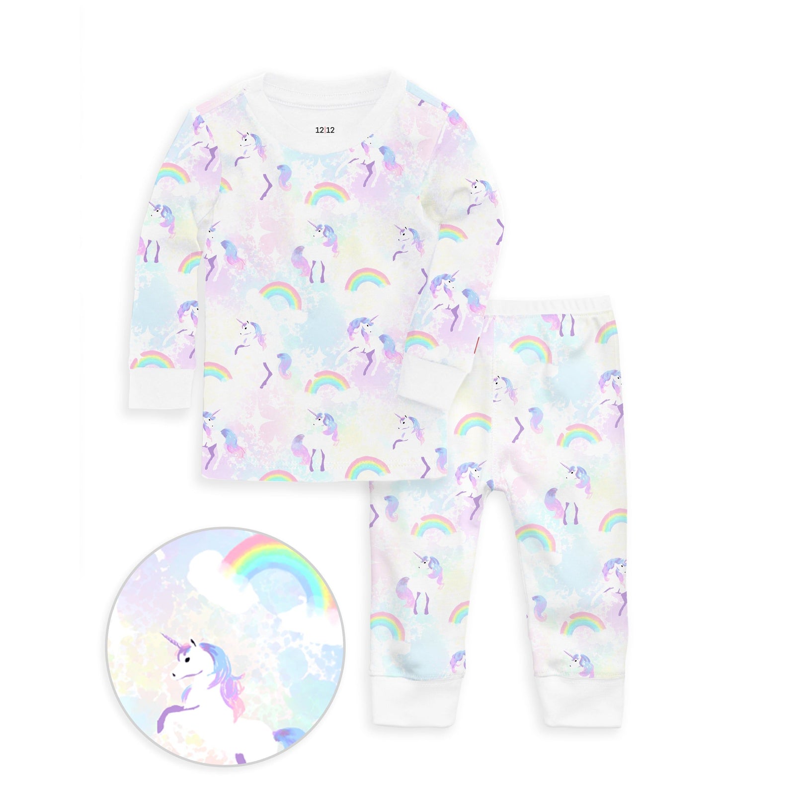 The Organic Long Sleeve Pajama Set [Unicorns and Rainbows]