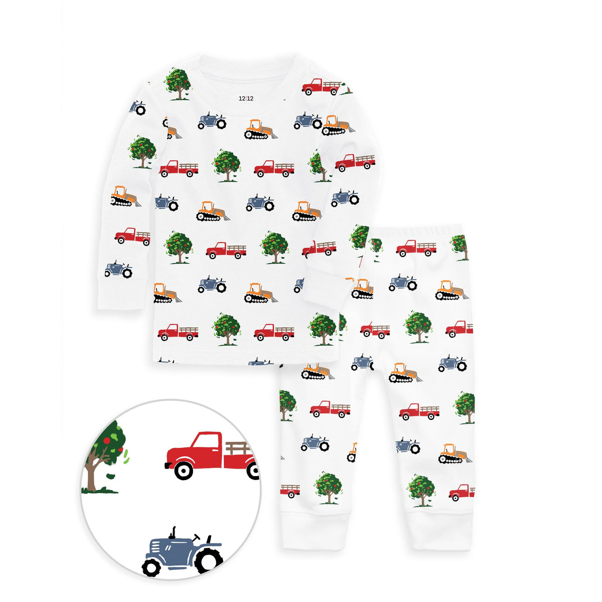 The Organic Long Sleeve Pajama Set [Farm Trucks]