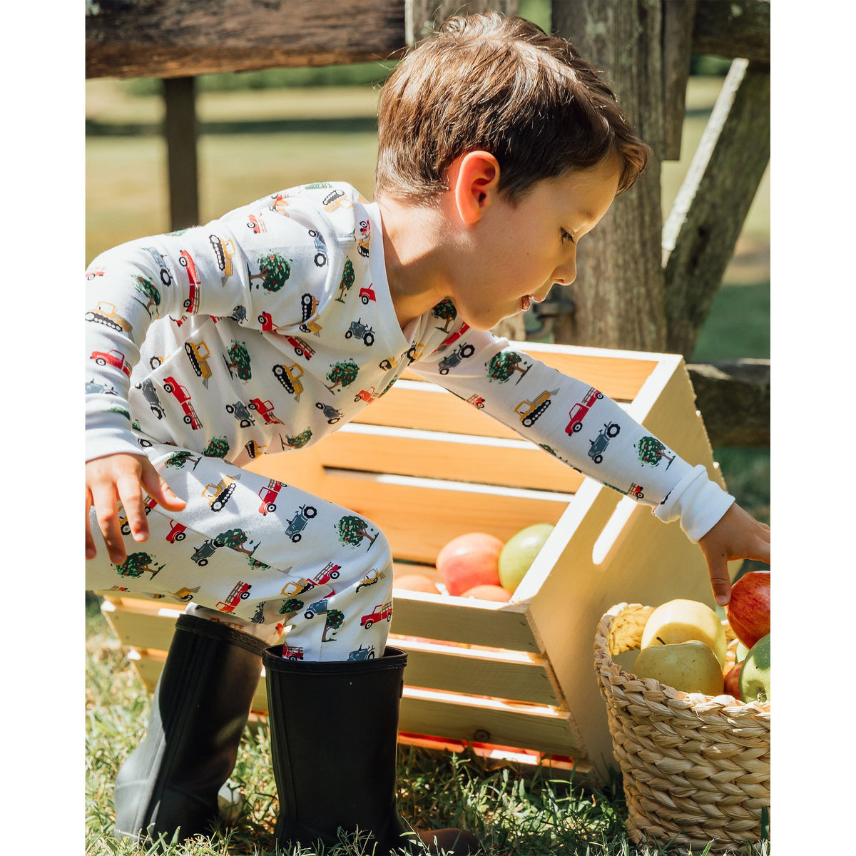 The Organic Long Sleeve Pajama Set [Farm Trucks]