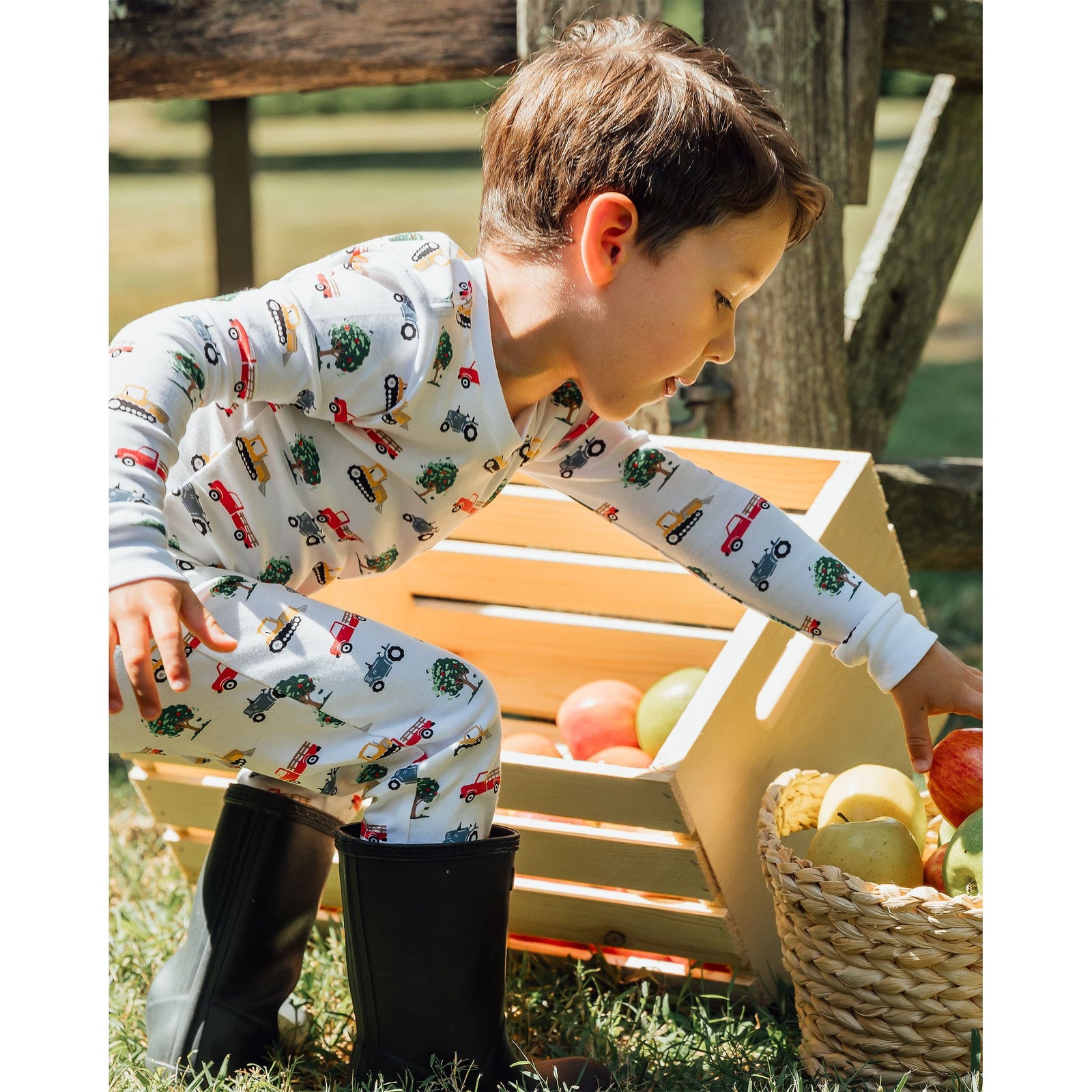 The Organic Long Sleeve Pajama Set [Farm Trucks]