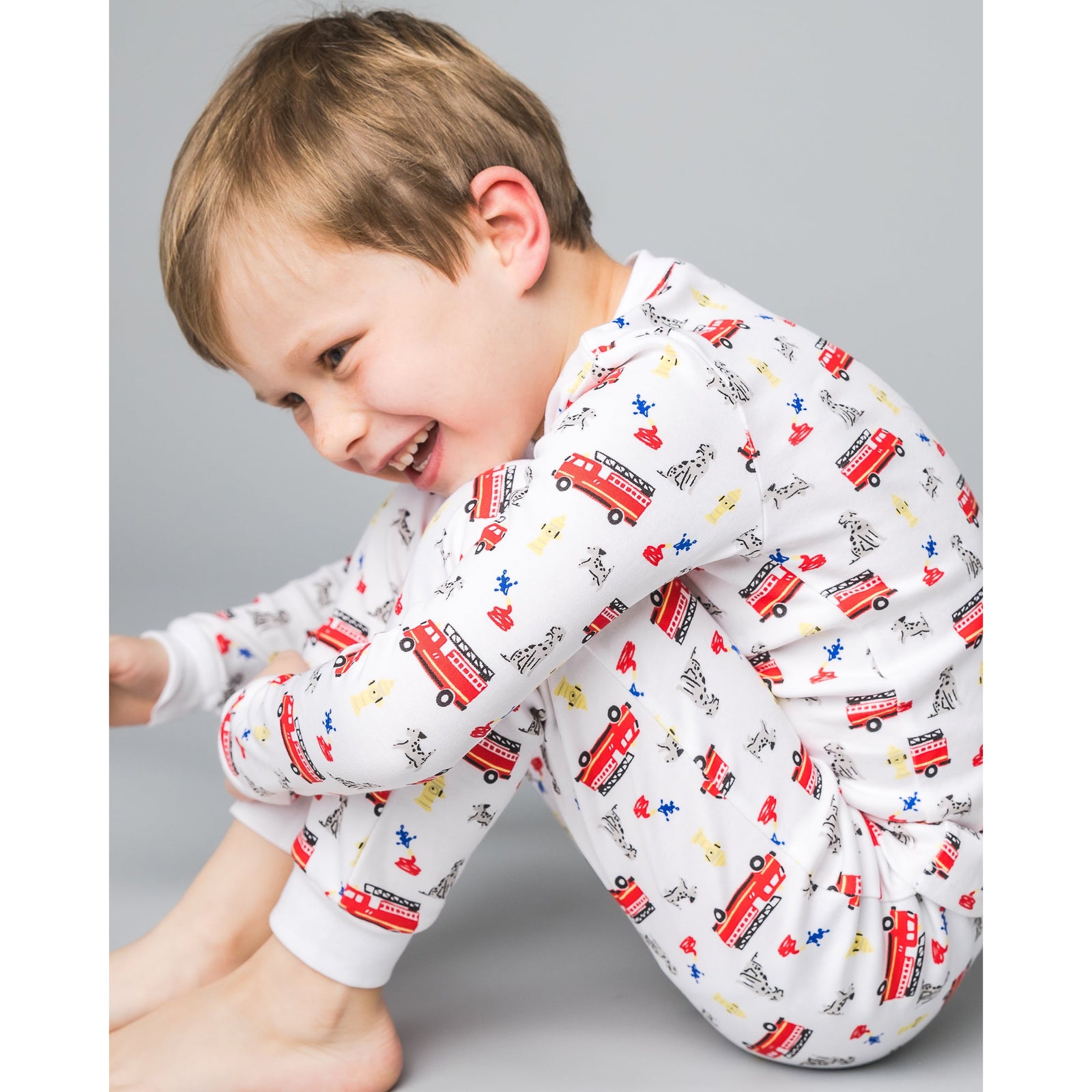The Organic Long Sleeve Pajama Set [Fire Trucks]