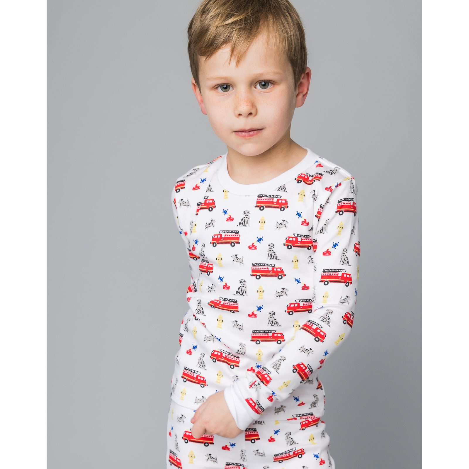 The Organic Long Sleeve Pajama Set [Fire Trucks]