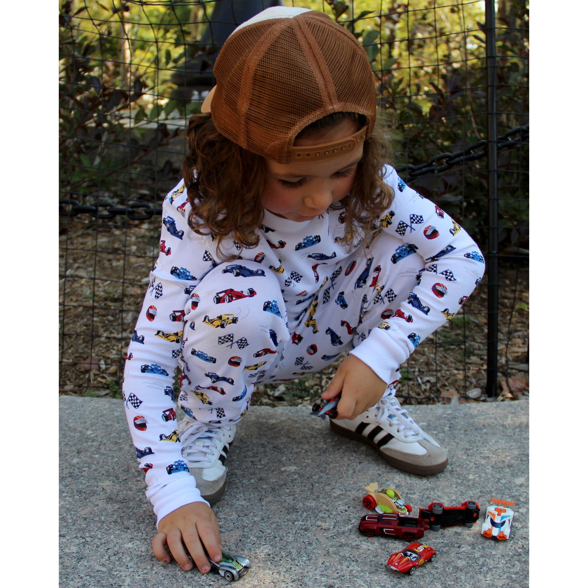 The Organic Long Sleeve Pajama Set [Race Cars]