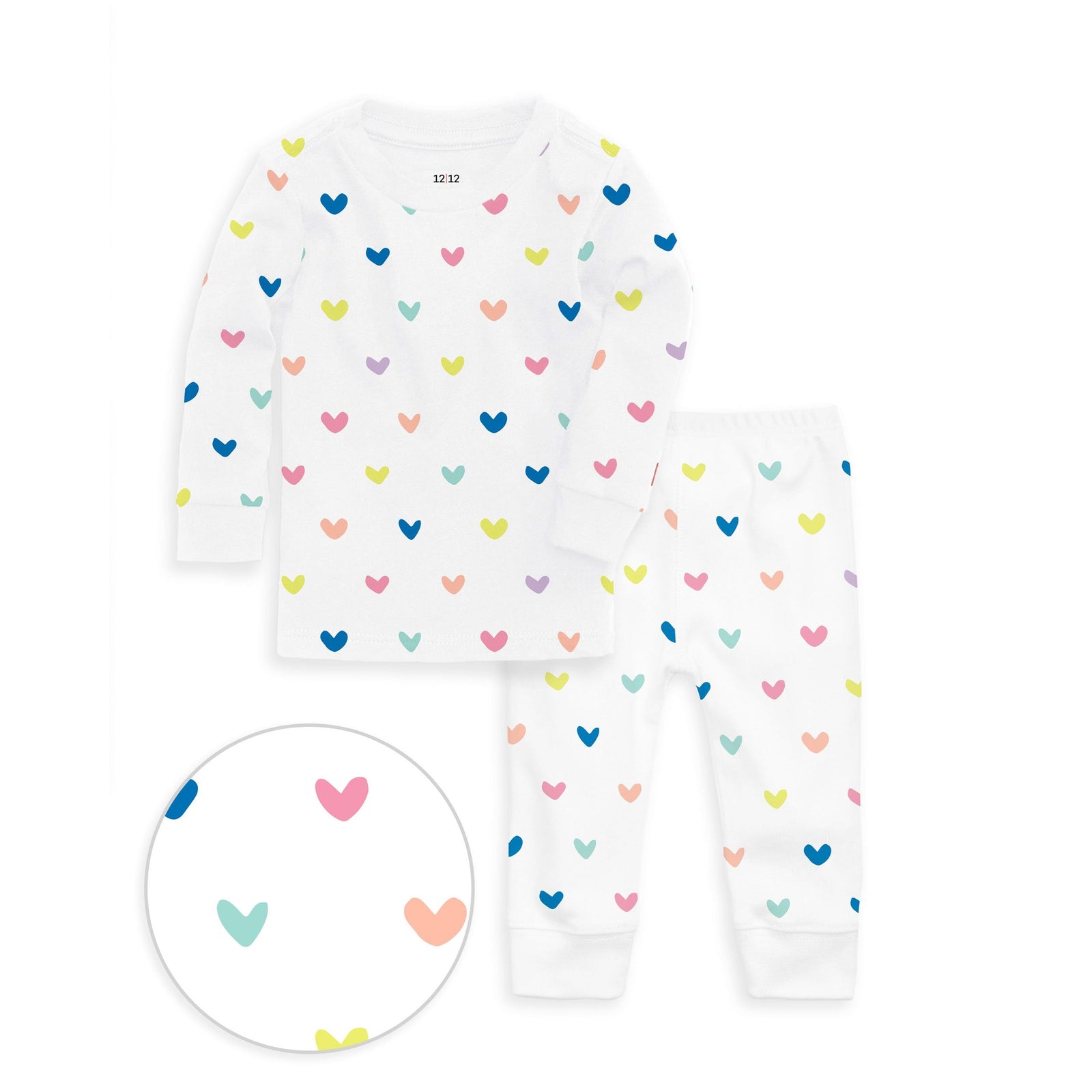 The Organic Long Sleeve Pajama Set [Rainbow Hearts]