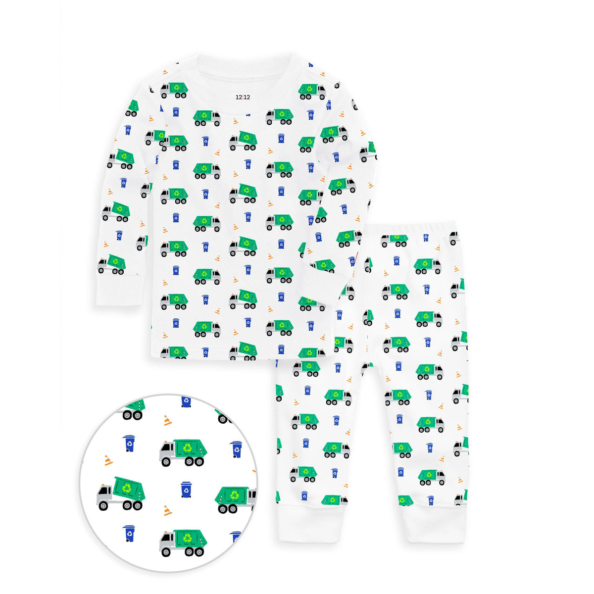 The Organic Long Sleeve Pajama Set [Recycling Trucks]