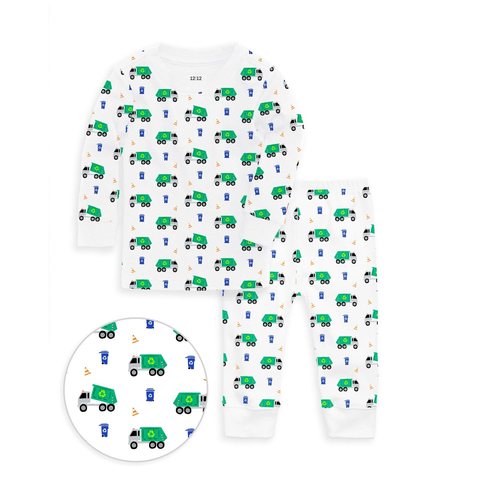 The Organic Long Sleeve Pajama Set [Recycling Trucks]