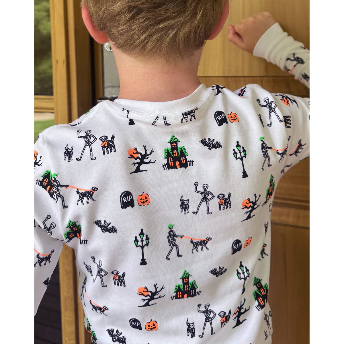 The Organic Long Sleeve Pajama Set [Spooky Skeletons]