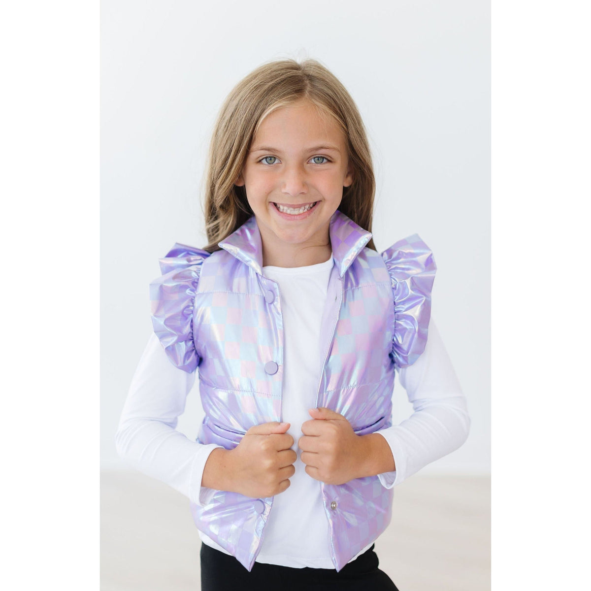 Lavender Haze Checker Puffer Vest