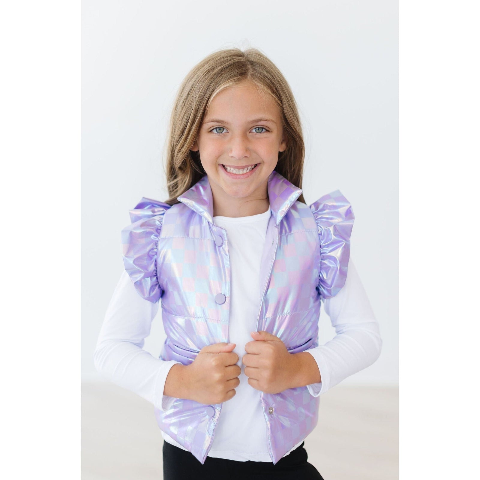 Lavender Haze Checker Puffer Vest