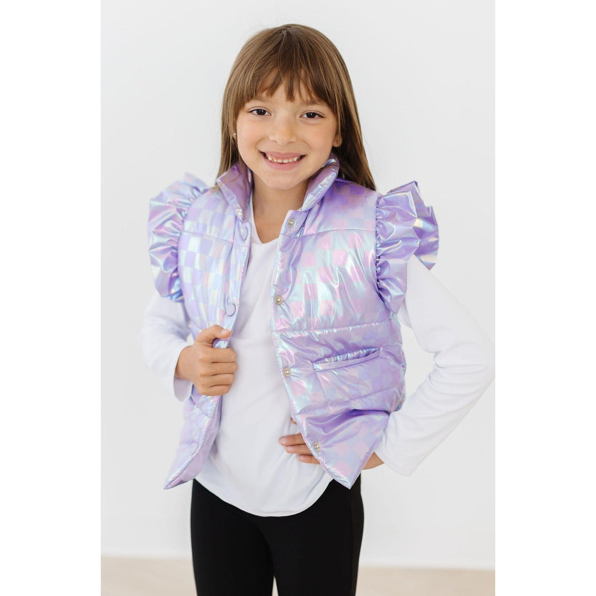 Lavender Haze Checker Puffer Vest