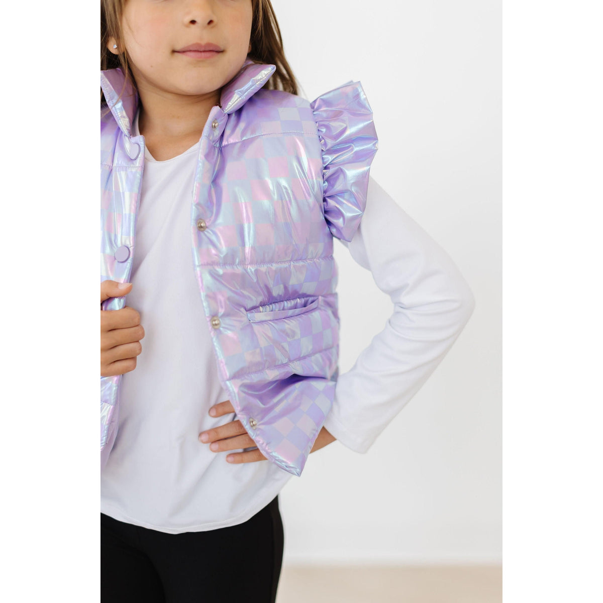 Lavender Haze Checker Puffer Vest