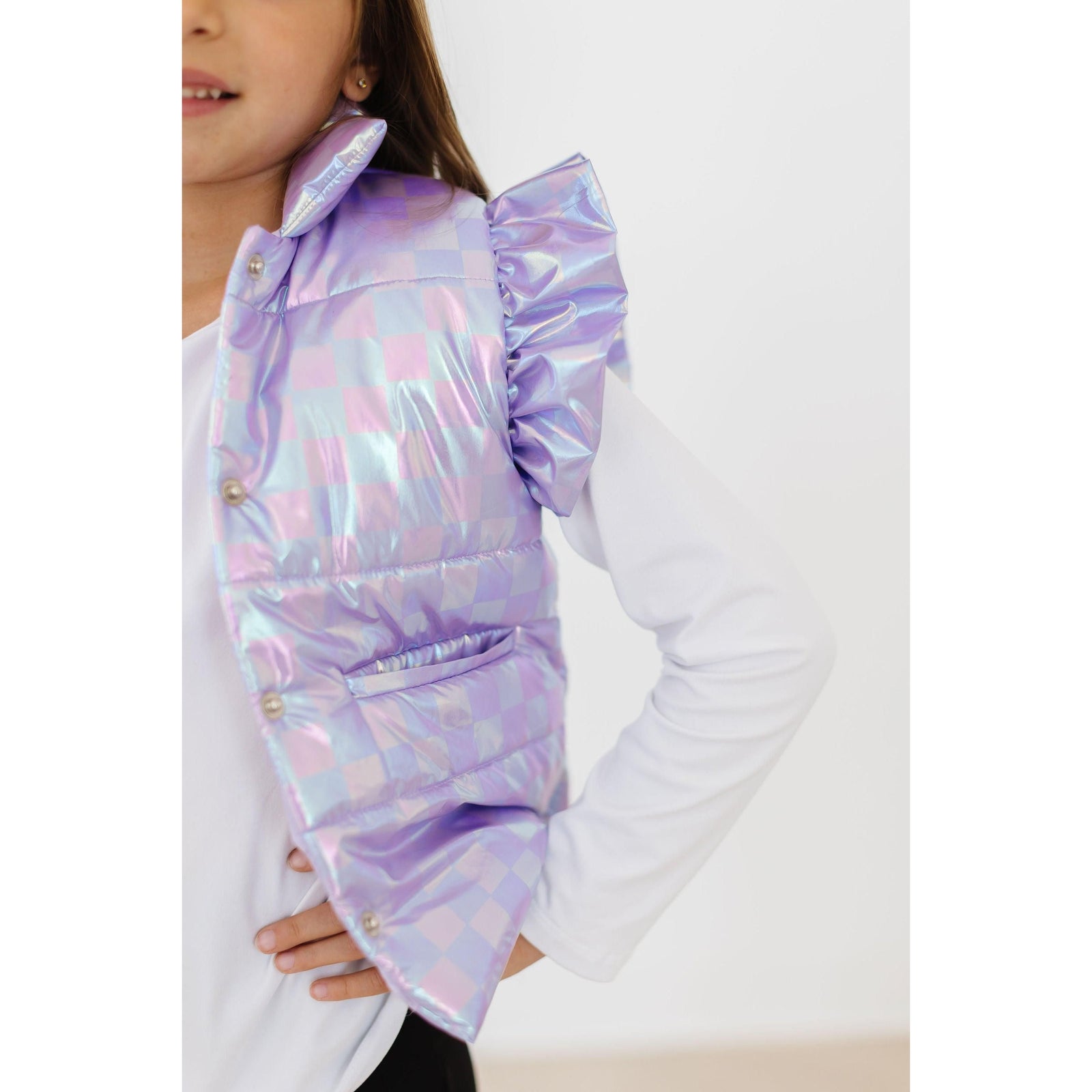 Lavender Haze Checker Puffer Vest