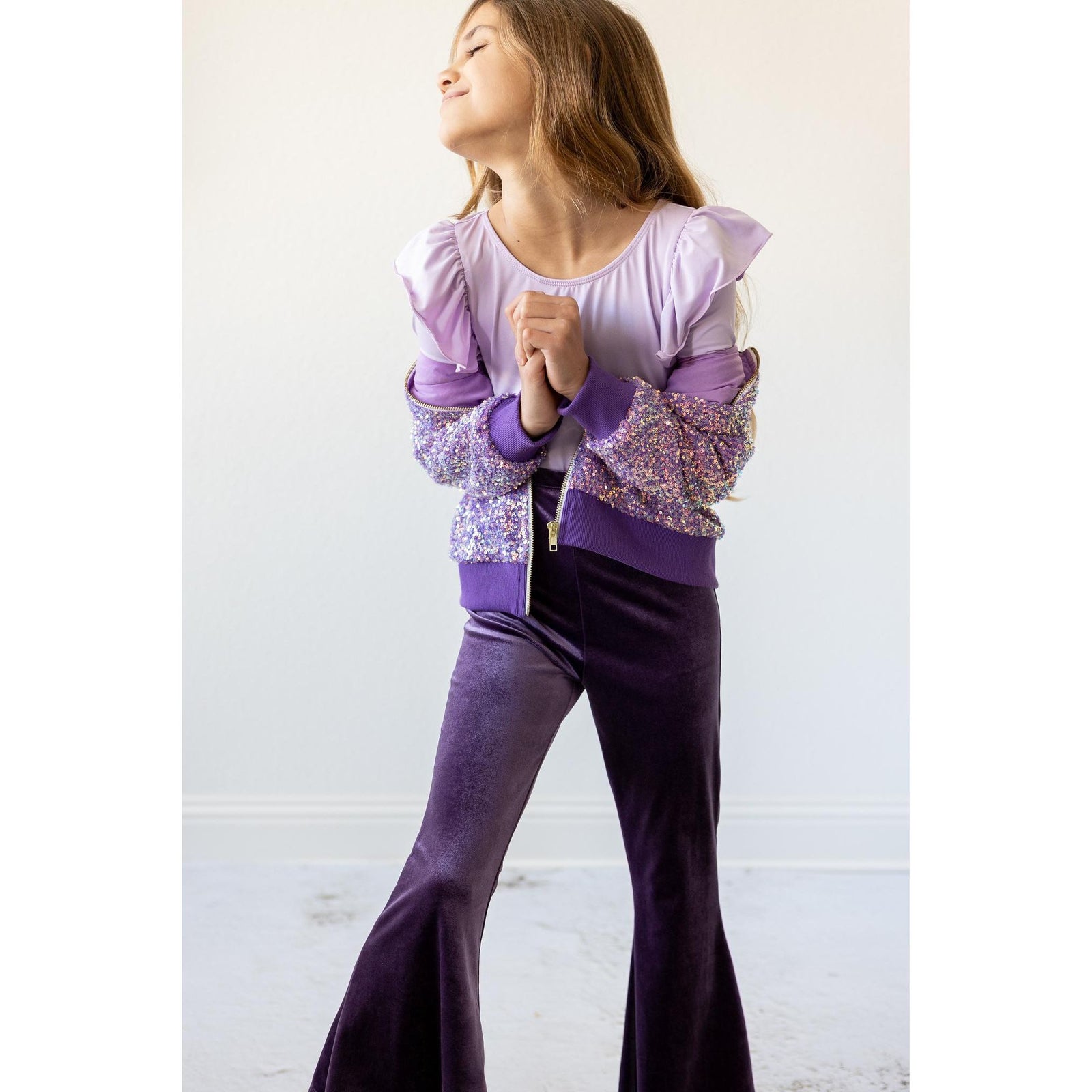 Lavender L/S Flutter Sleeve Leotard