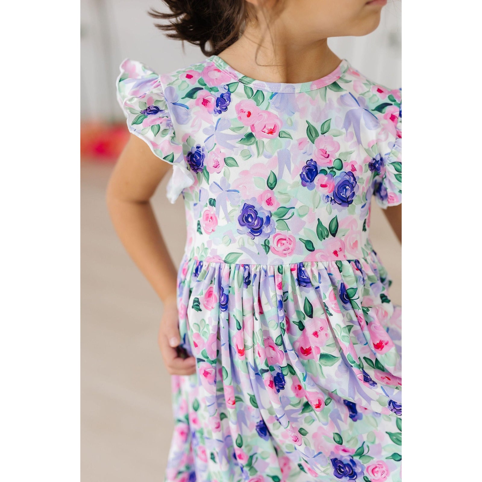Lavender Love Flutter Sleeve Twirl Dress