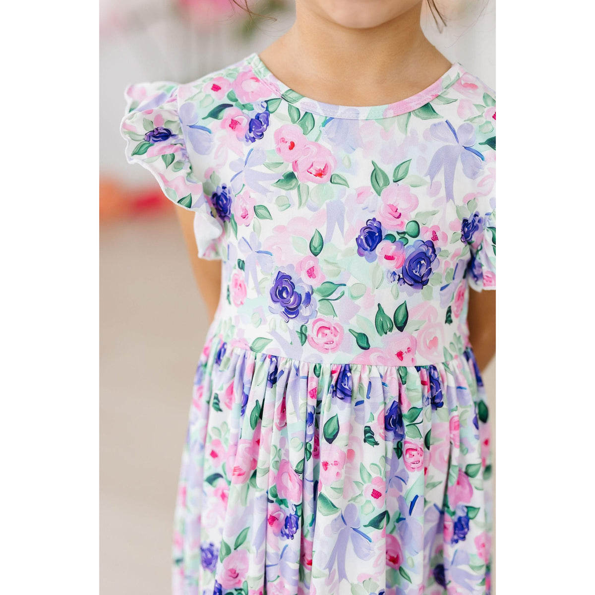 Lavender Love Flutter Sleeve Twirl Dress