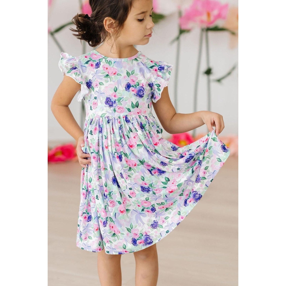 Lavender Love Flutter Sleeve Twirl Dress