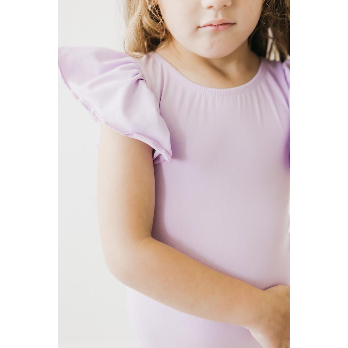 Lavender S/S Flutter Sleeve Leotard