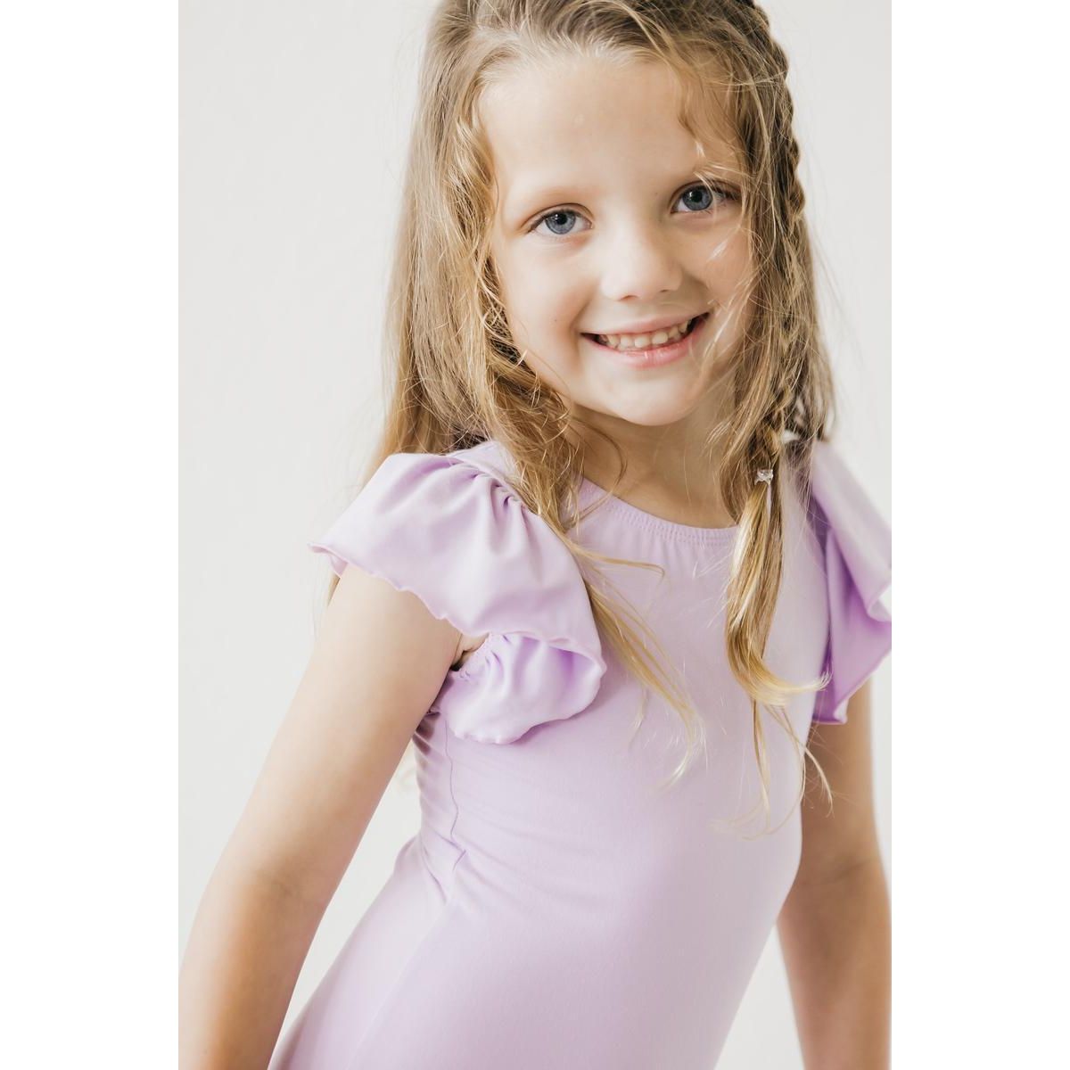 Lavender S/S Flutter Sleeve Leotard