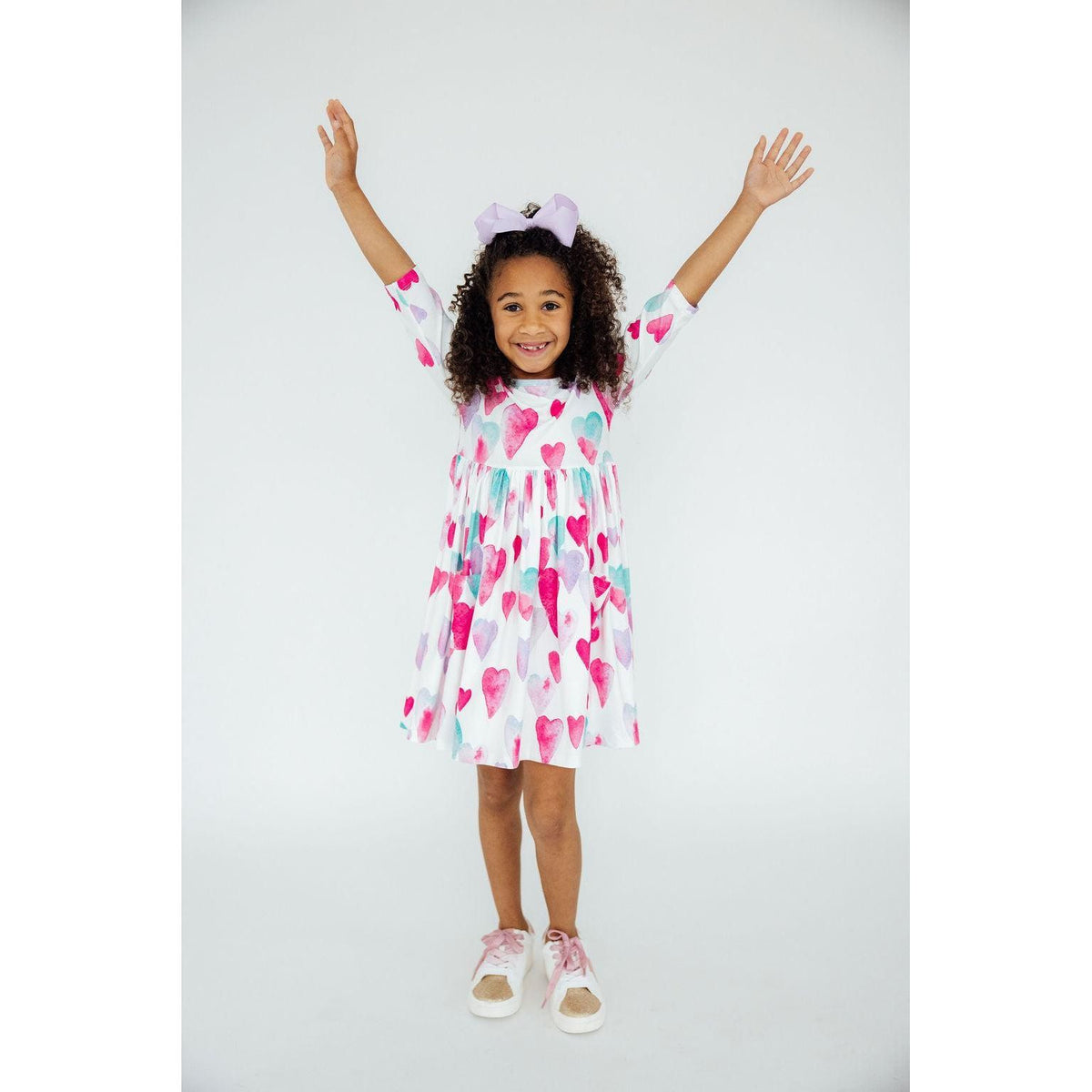 Light Hearted 3/4 Sleeve Pocket Twirl Dress