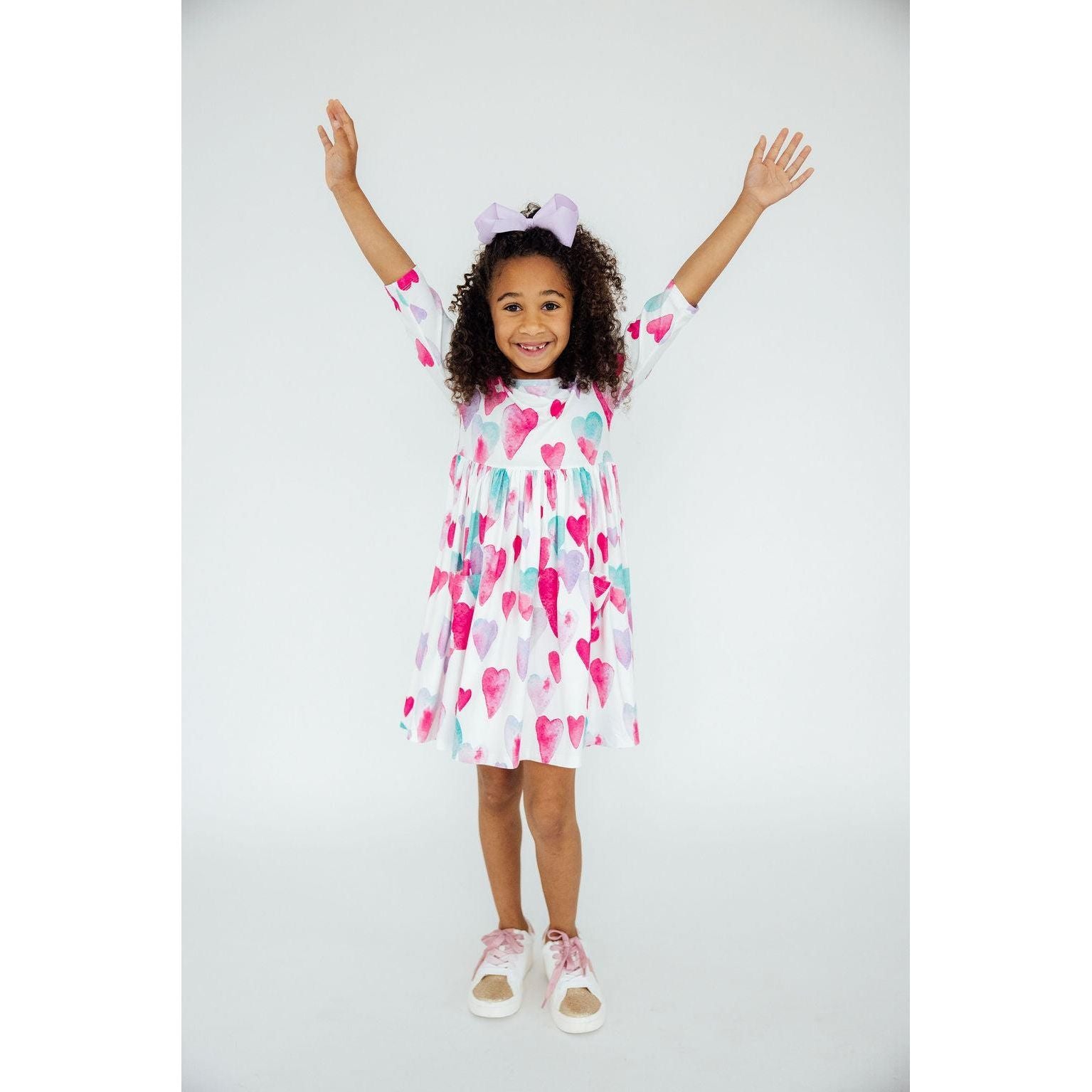 Light Hearted 3/4 Sleeve Pocket Twirl Dress