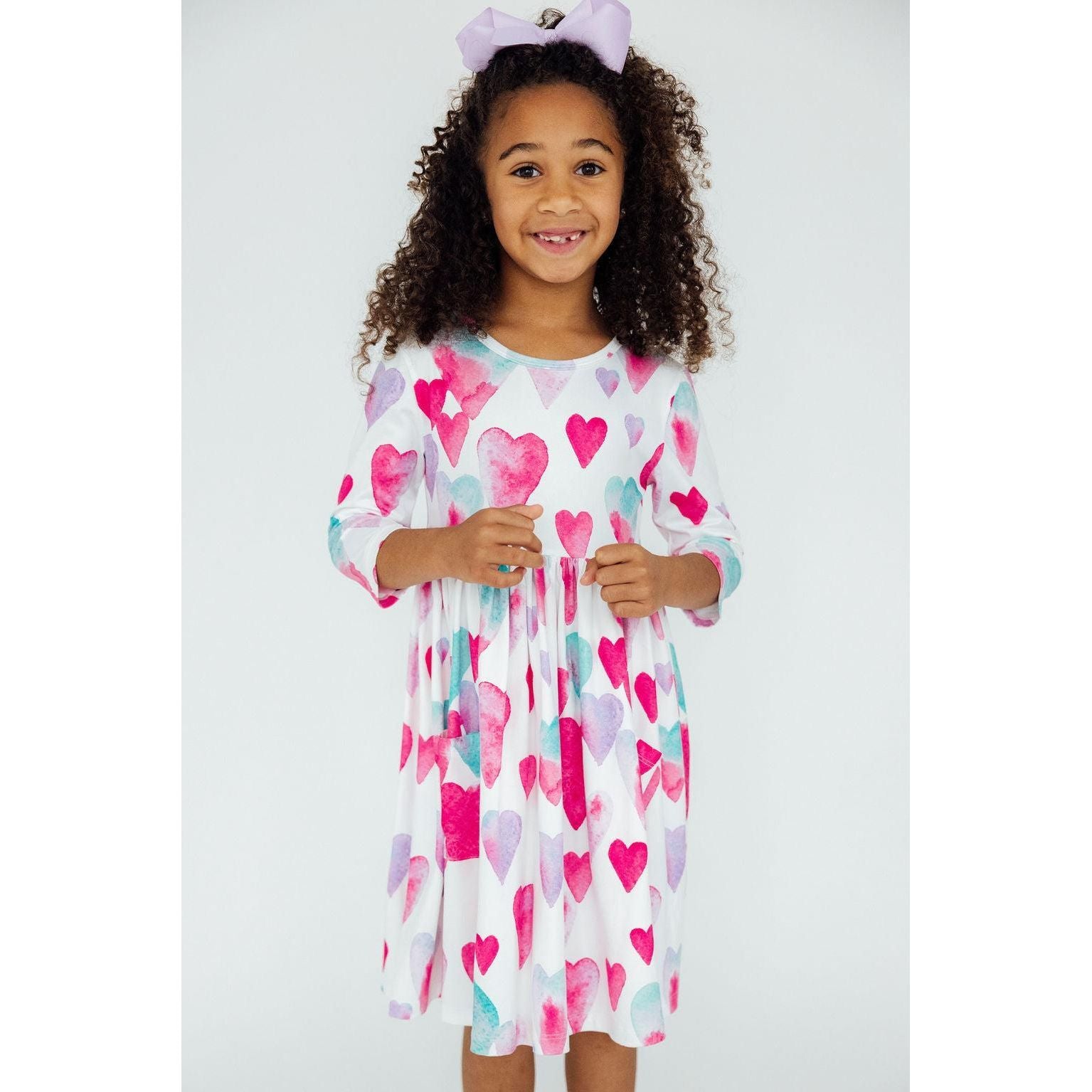 Light Hearted 3/4 Sleeve Pocket Twirl Dress