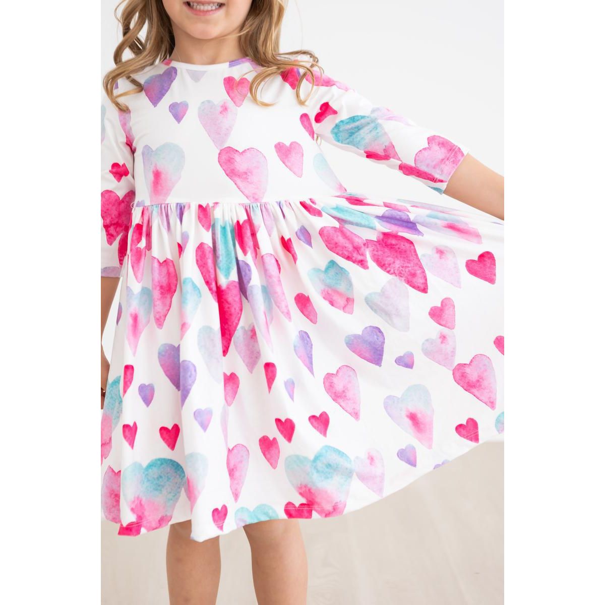 Light Hearted 3/4 Sleeve Pocket Twirl Dress