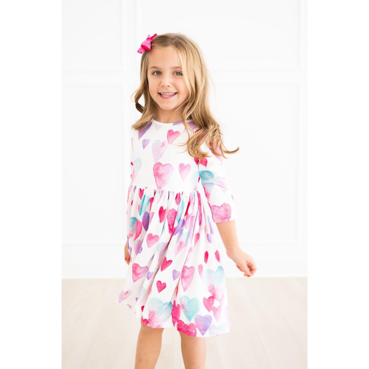 Light Hearted 3/4 Sleeve Pocket Twirl Dress