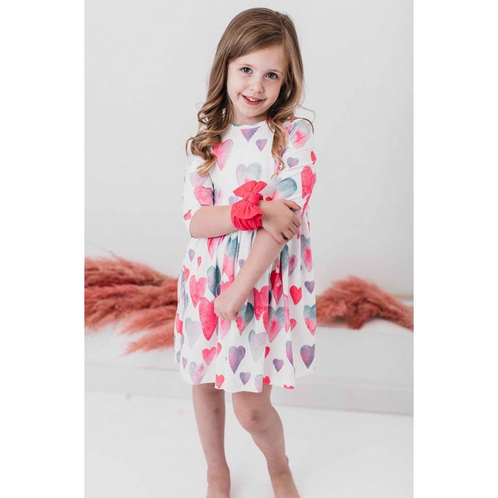 Light Hearted 3/4 Sleeve Pocket Twirl Dress
