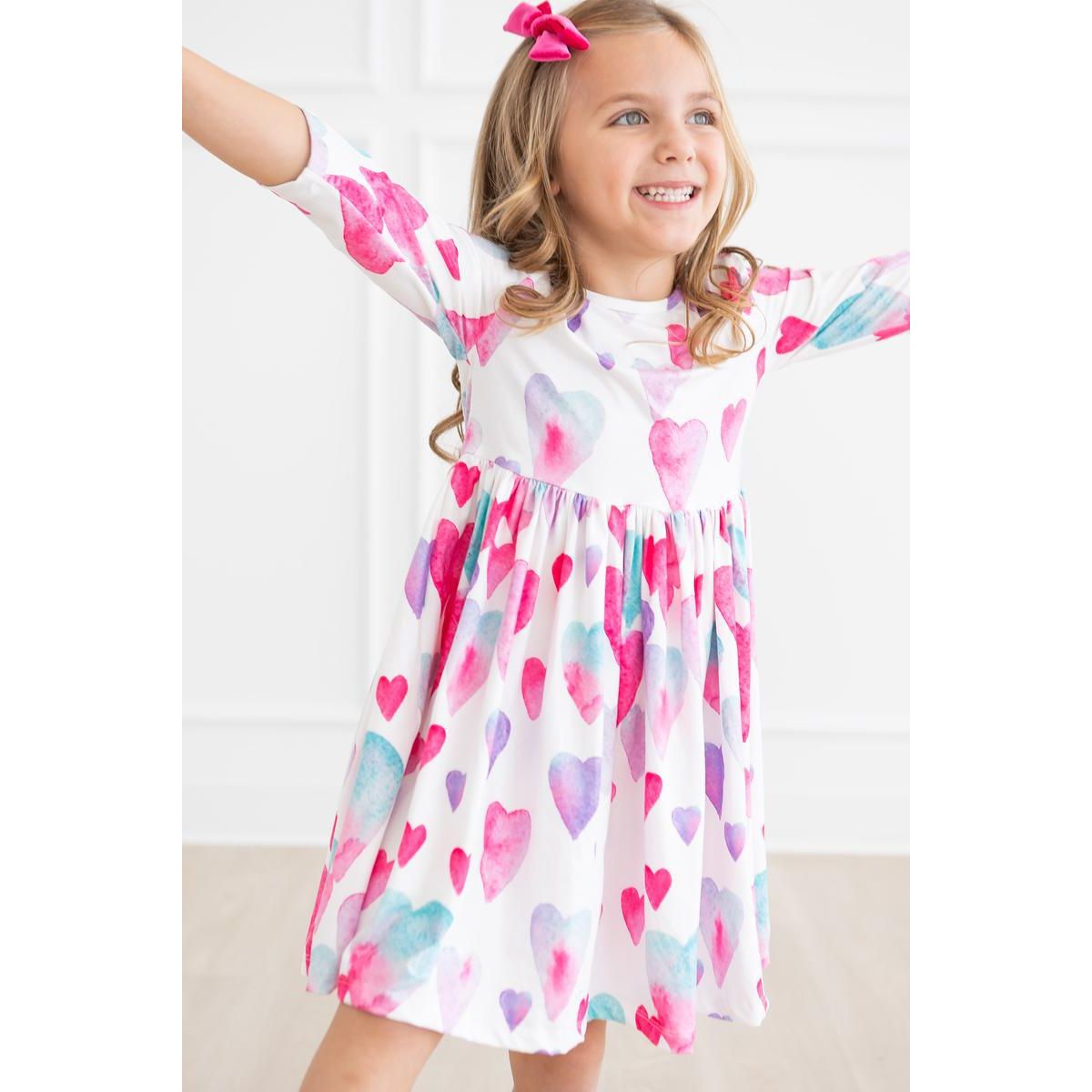 Light Hearted 3/4 Sleeve Pocket Twirl Dress