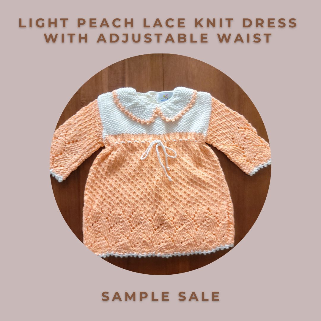 Light Peach Lace Knit Dress with Adjustable Waist