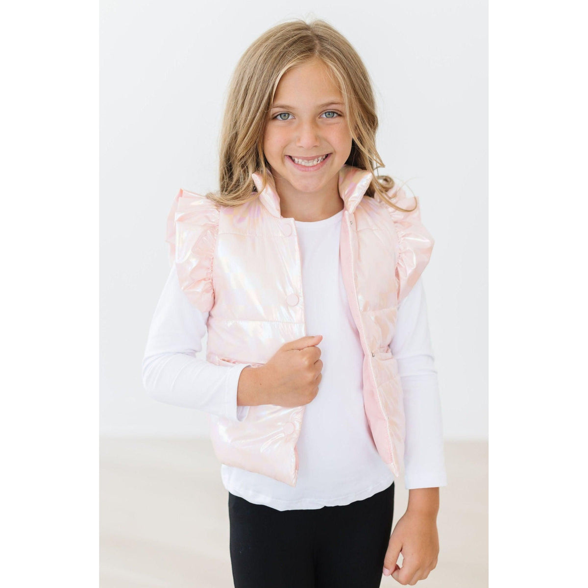 SALE Light Pink Checker Puffer Vest