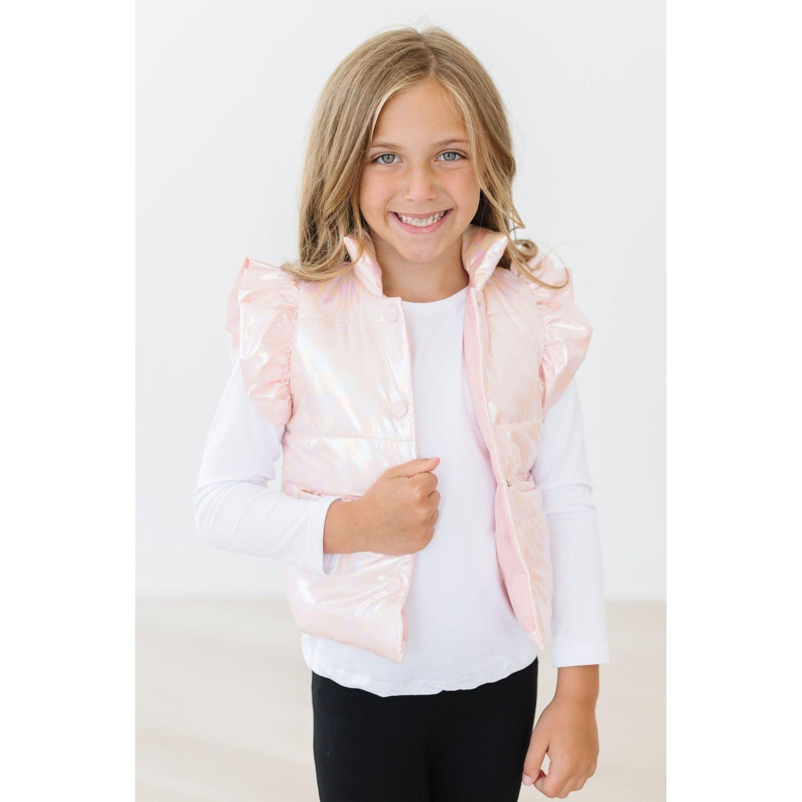 SALE Light Pink Checker Puffer Vest
