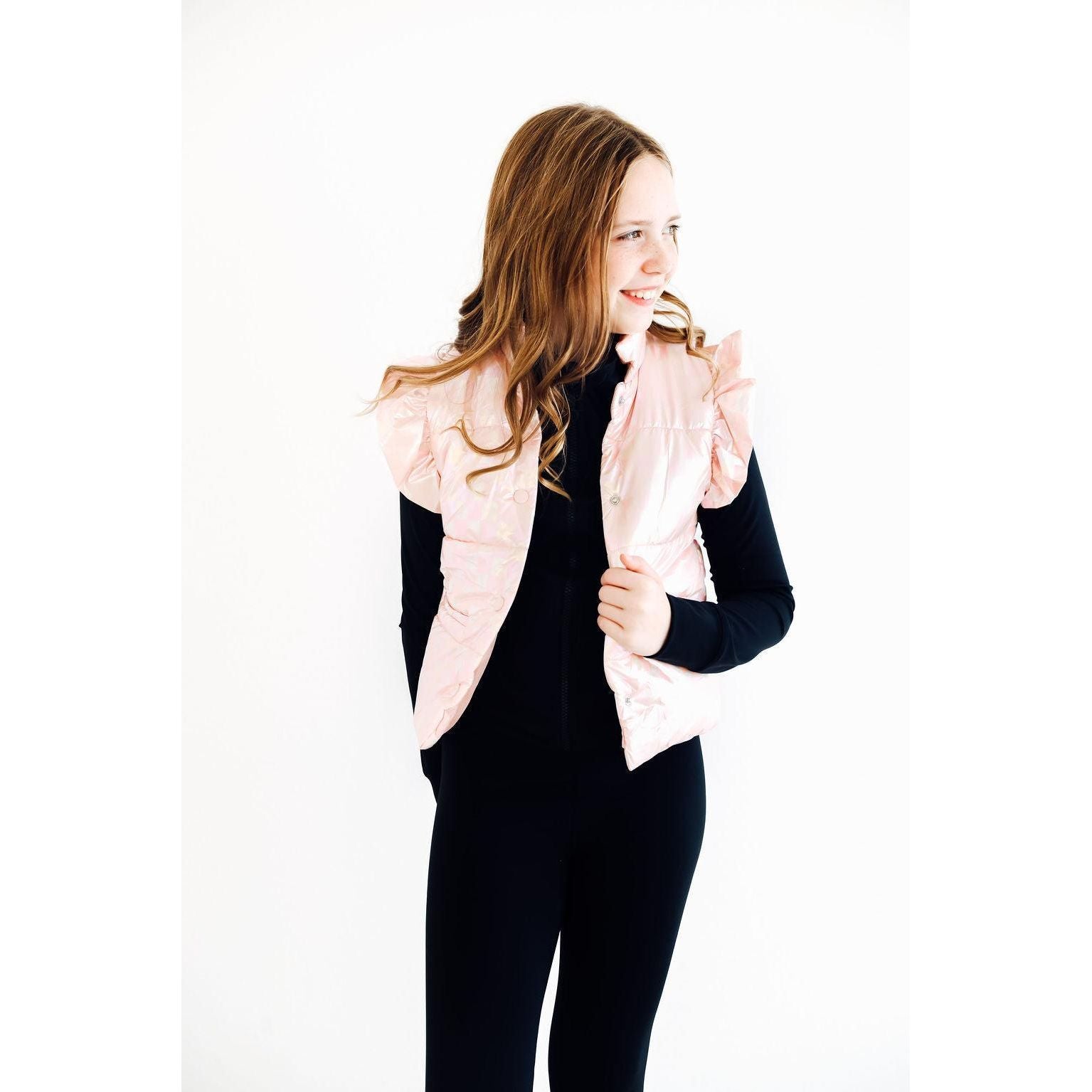 SALE Light Pink Checker Puffer Vest