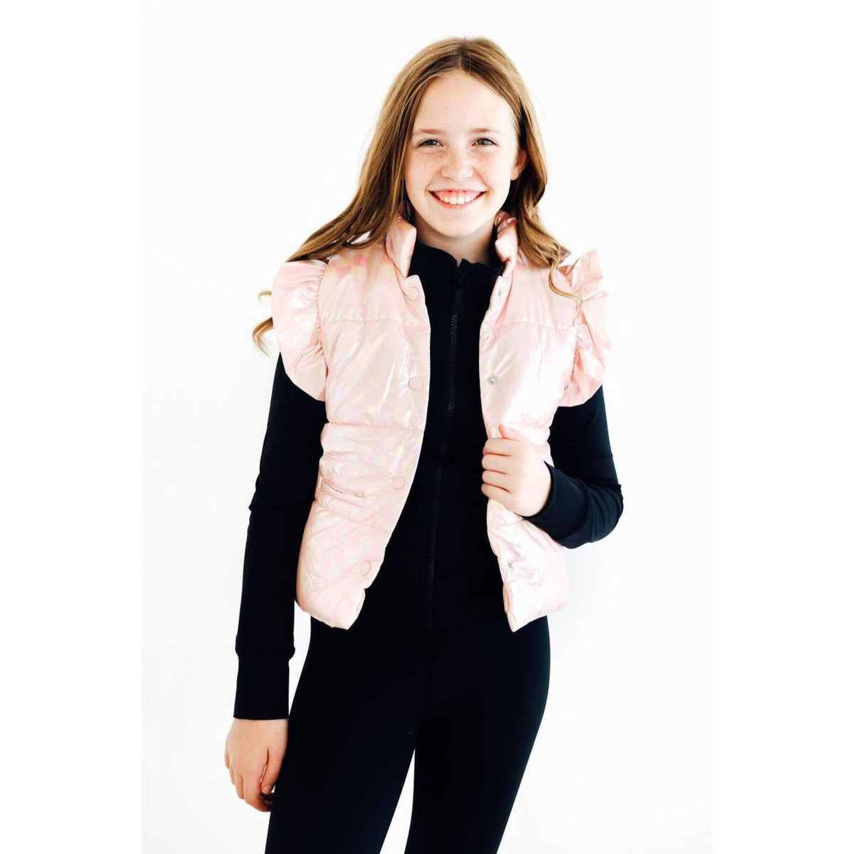 SALE Light Pink Checker Puffer Vest