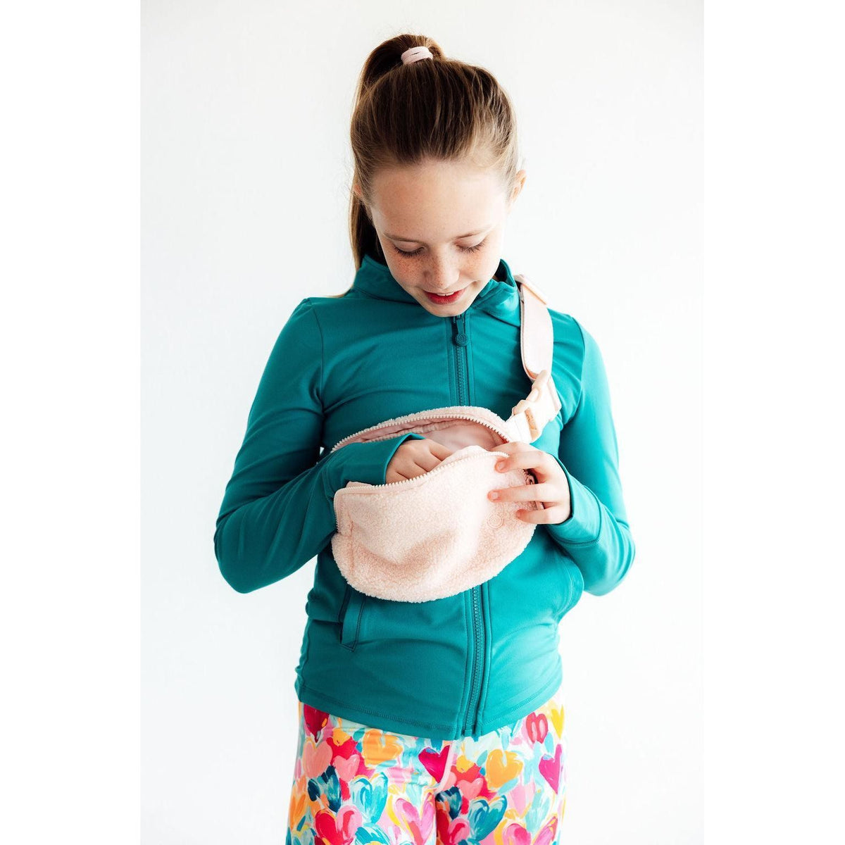Light Pink Fleece Belt Bag