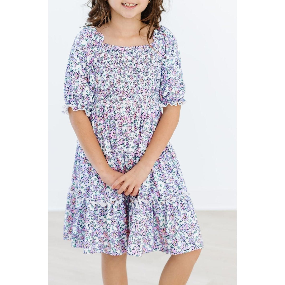 Lovely Lavender Smocked Ruffle Dress