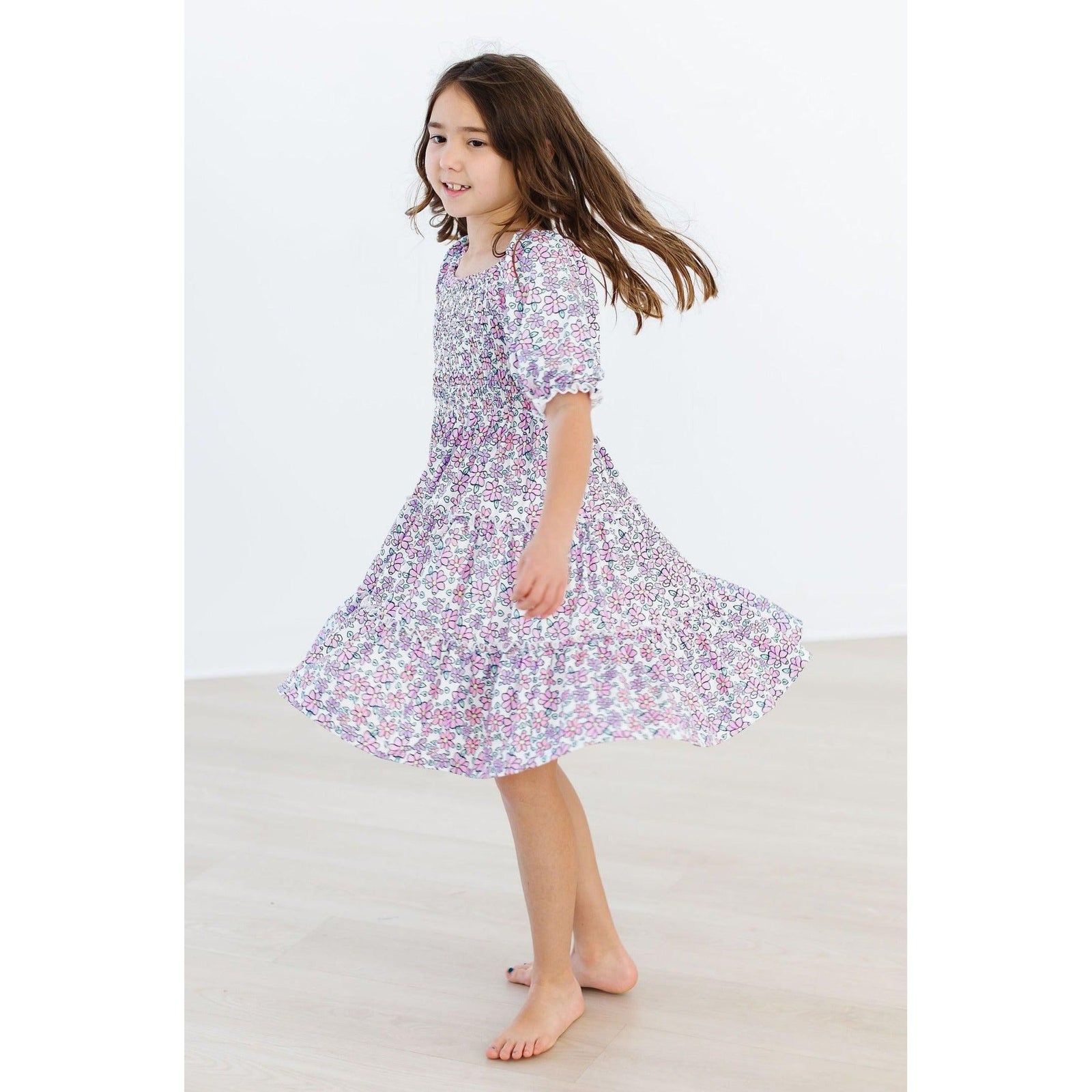 Lovely Lavender Smocked Ruffle Dress
