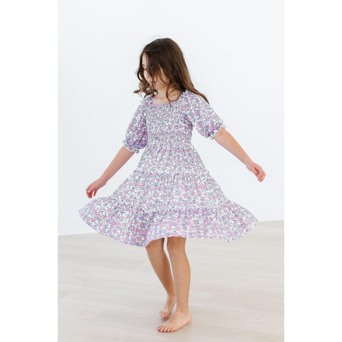 Lovely Lavender Smocked Ruffle Dress