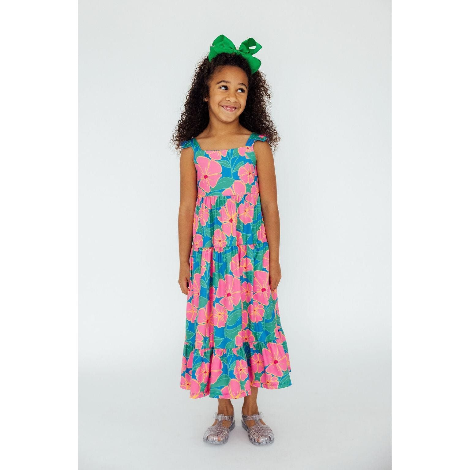 Luau Floral Ruffle Maxi Dress