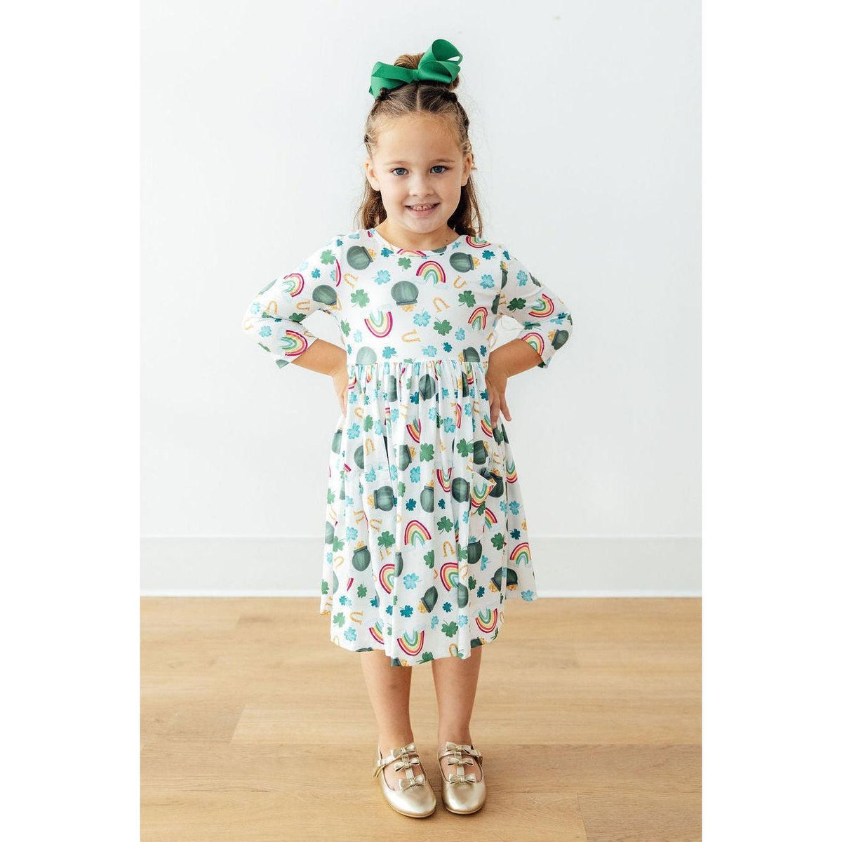 Luck of the Irish 3/4 Sleeve Pocket Twirl Dress