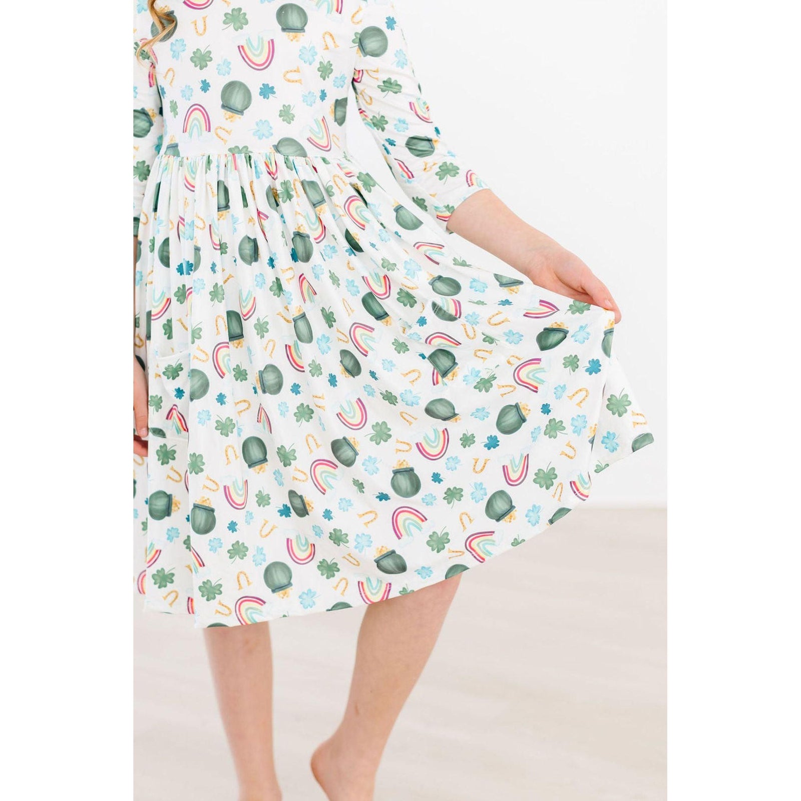 Luck of the Irish 3/4 Sleeve Pocket Twirl Dress