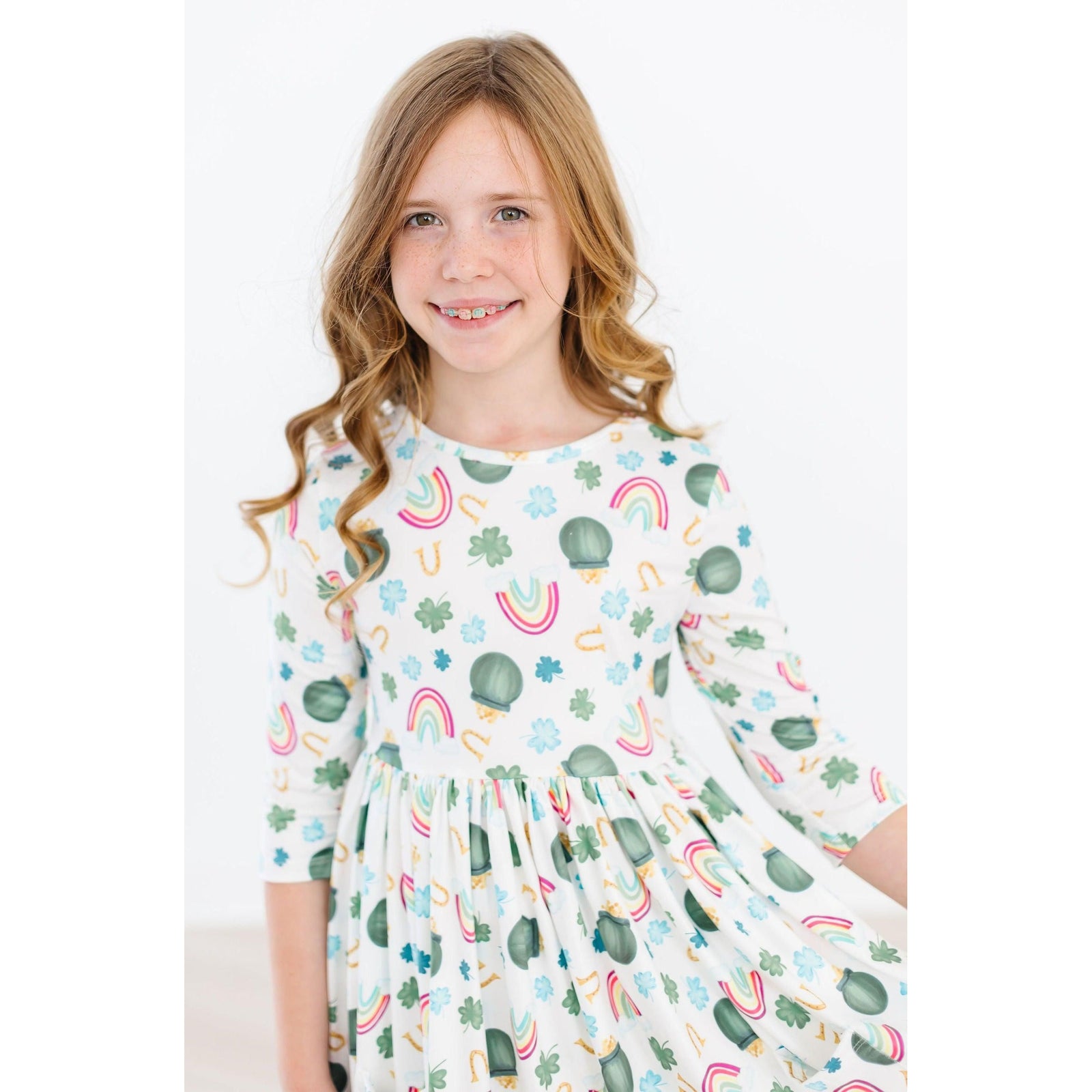 Luck of the Irish 3/4 Sleeve Pocket Twirl Dress