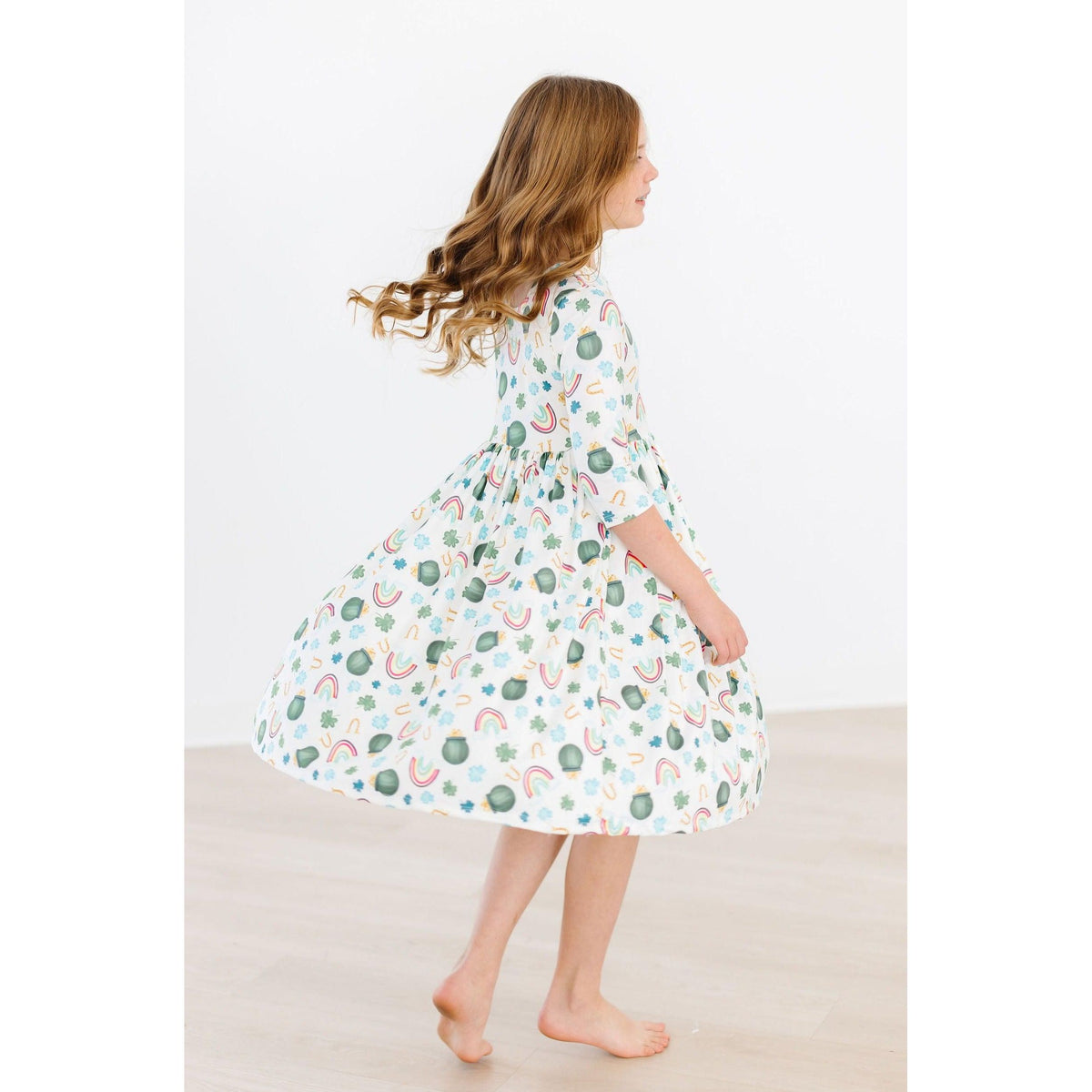 Luck of the Irish 3/4 Sleeve Pocket Twirl Dress