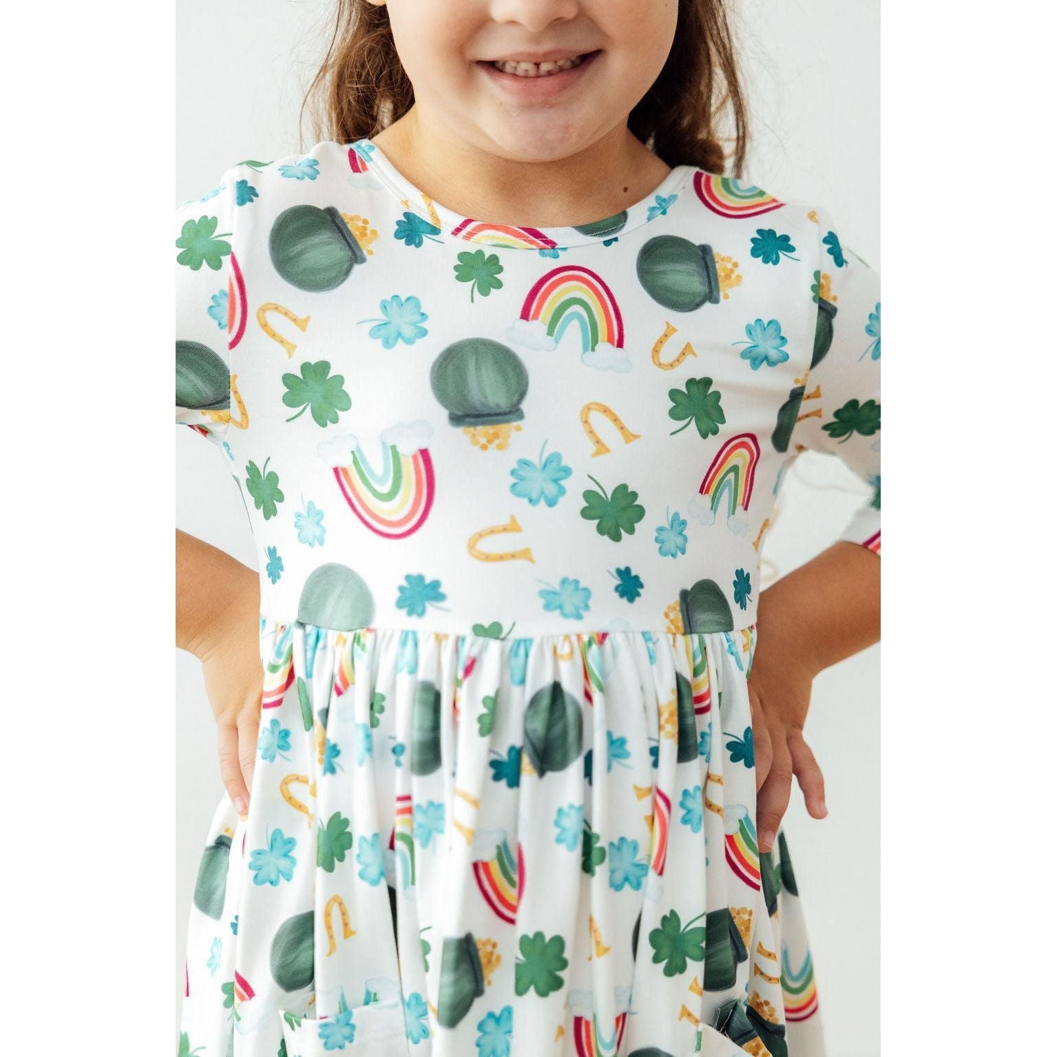 Luck of the Irish 3/4 Sleeve Pocket Twirl Dress