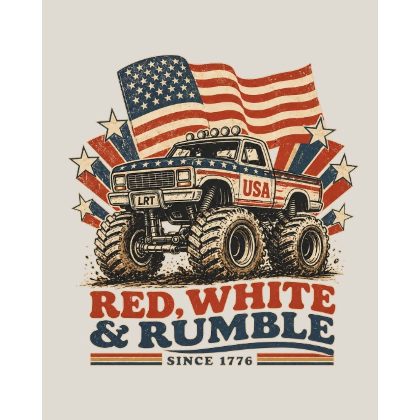 [PREORDER] RED WHITE AND RUMBLE TEE - VINTAGE CREAM