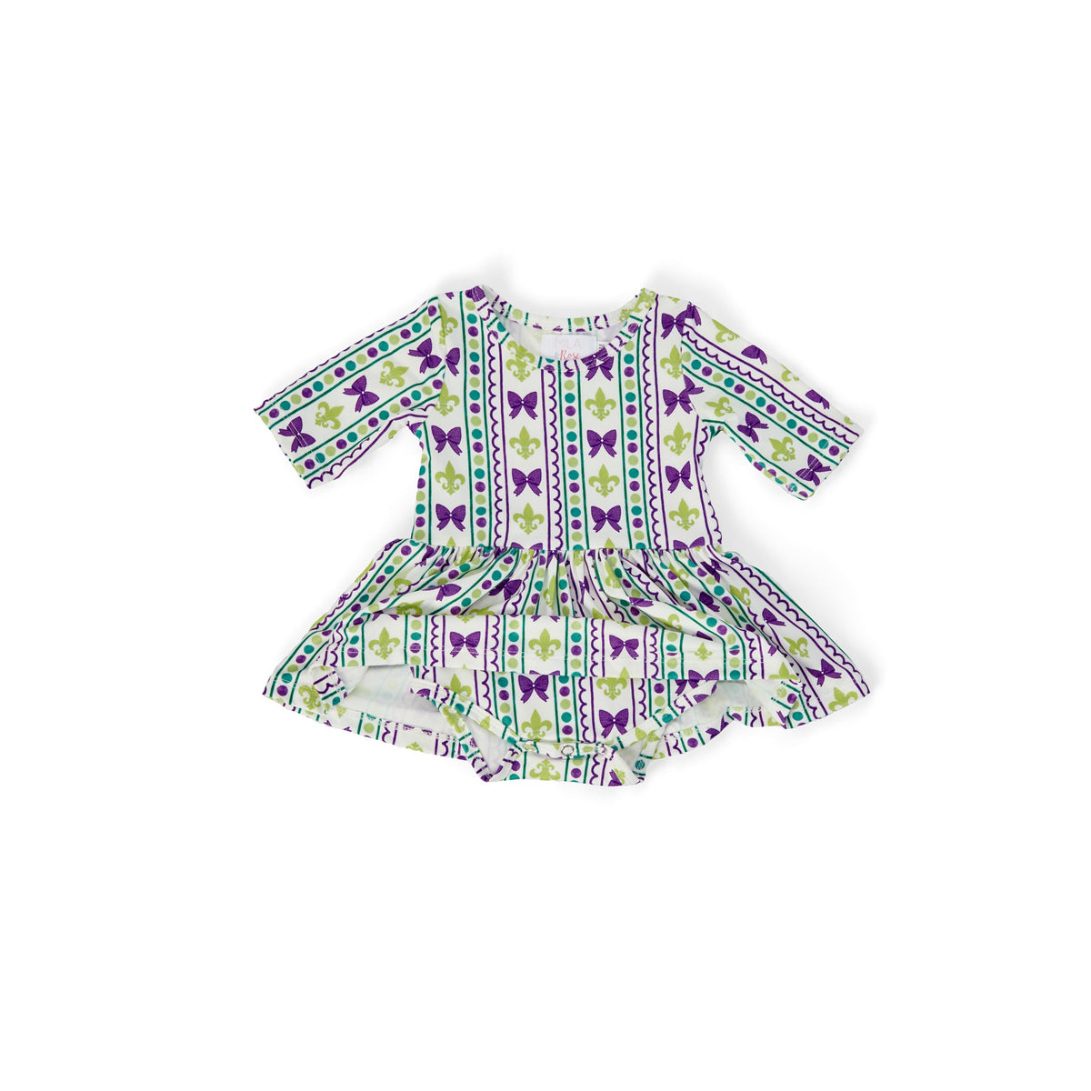 Mardi Gras 3/4 Sleeve Twirl Bodysuit