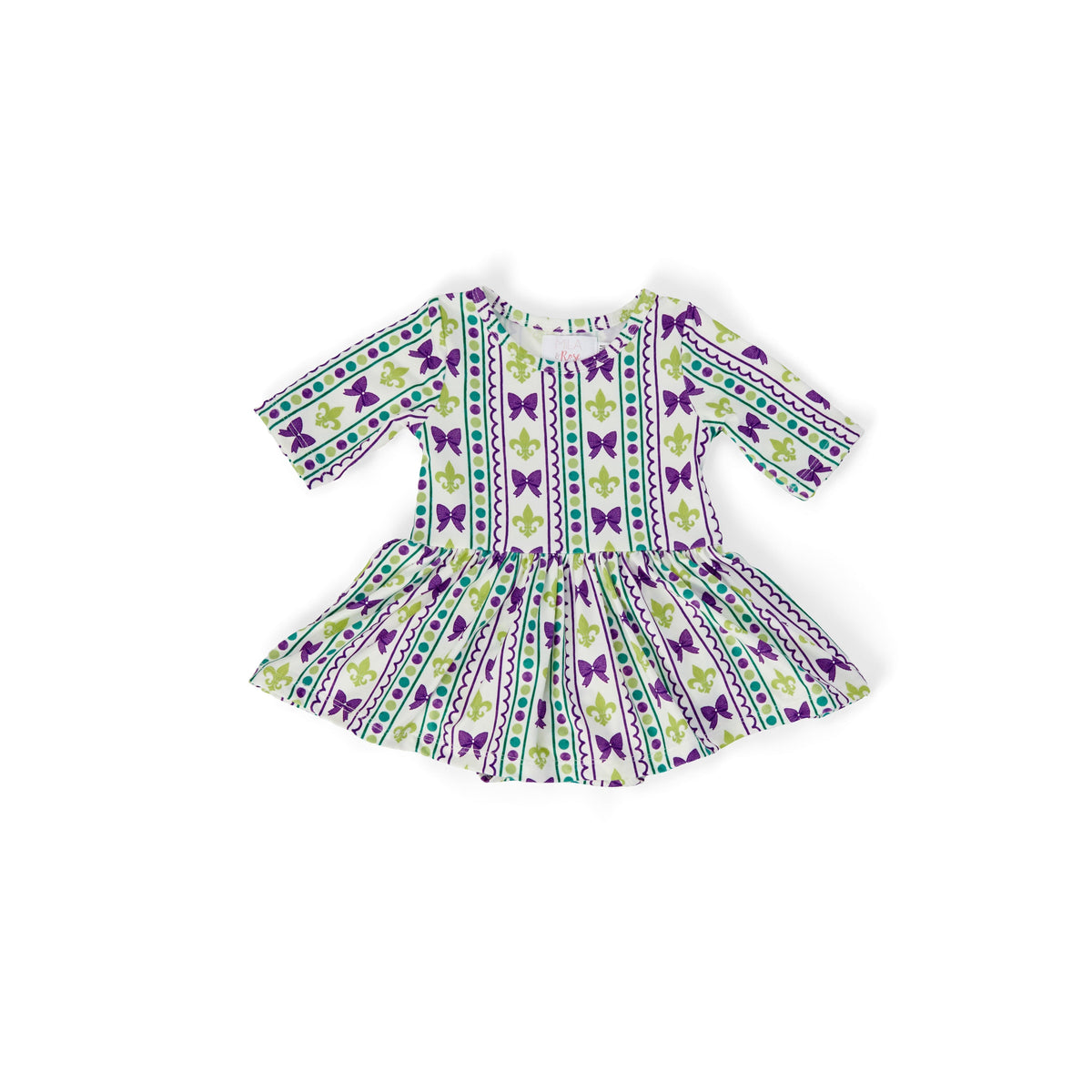 Mardi Gras 3/4 Sleeve Twirl Bodysuit