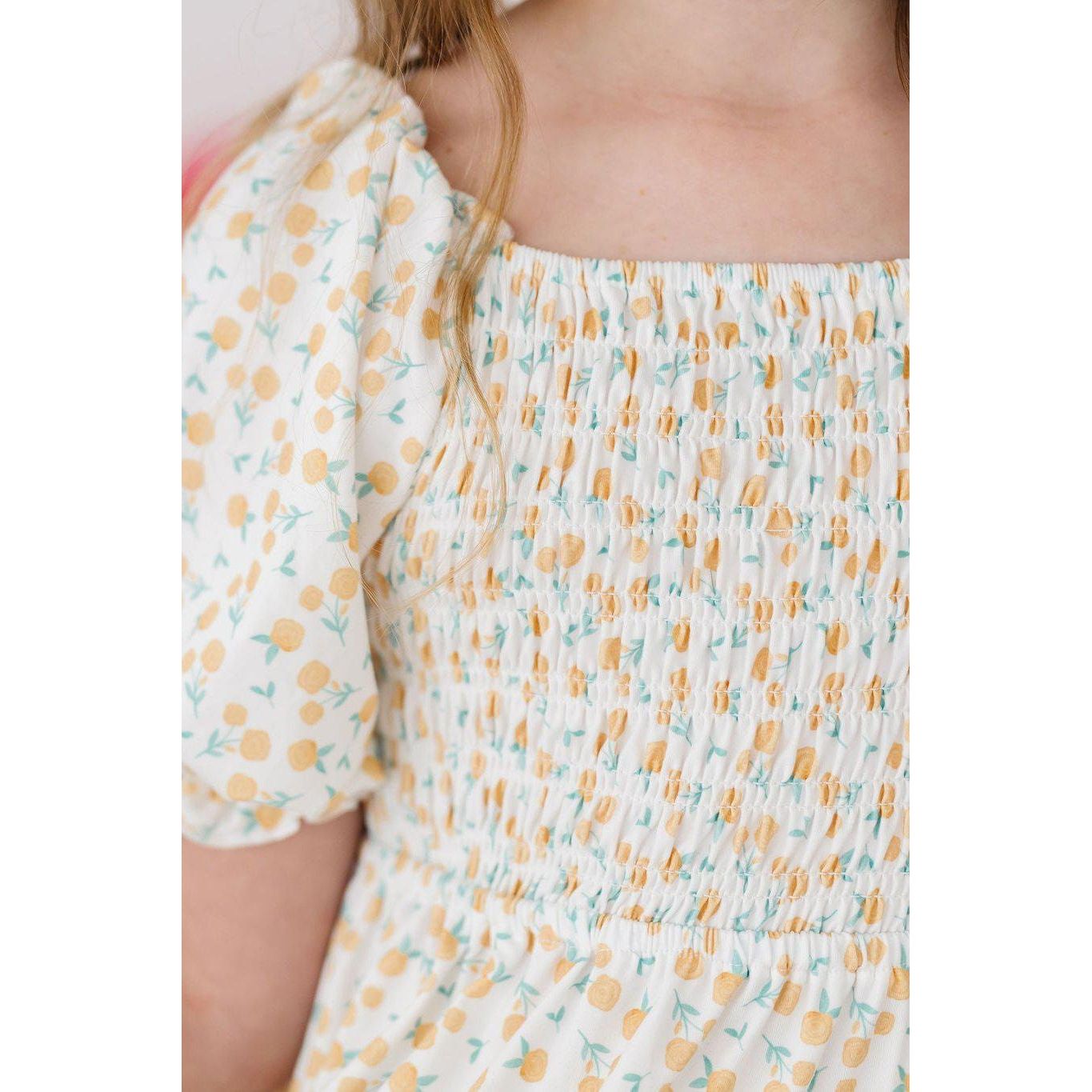 Marvelous Marigolds Smocked Ruffle Dress