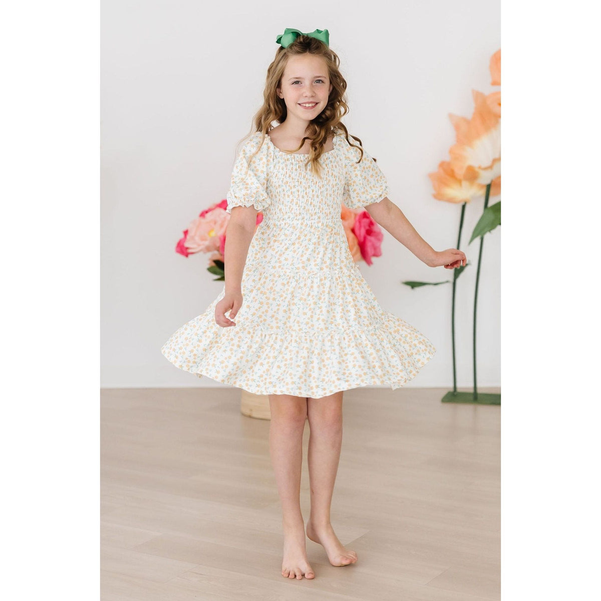 Marvelous Marigolds Smocked Ruffle Dress